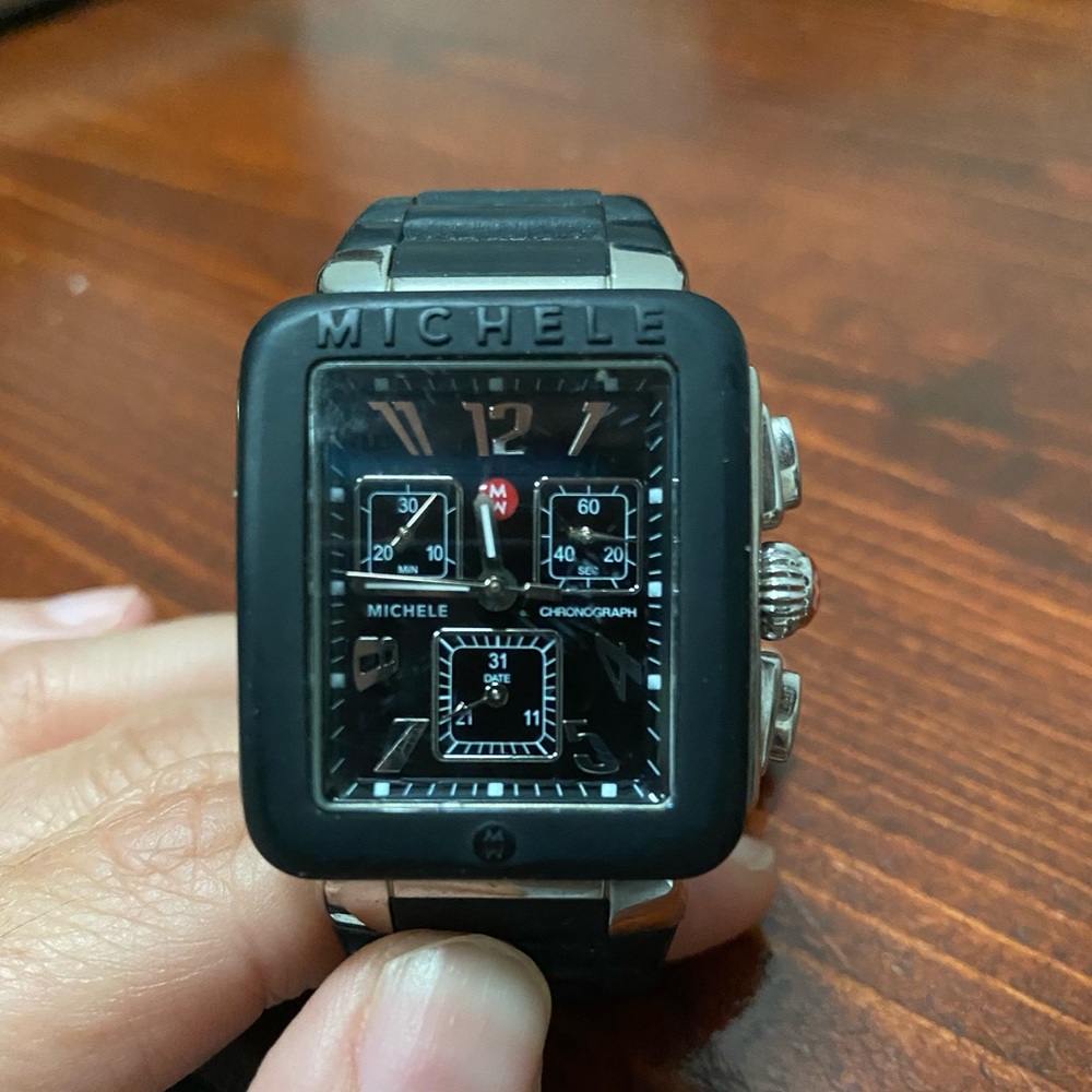 Michele Watch with Black Rubber Band